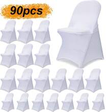 30/60/90/120PCS Stretch Spandex Folding Chair Cover Folding Kitchen Chair Cover, Universal Washable Sofa Cover Protective Cover, Detachable Chair Cover, Suitable For Wedding Party Restaurant Banquet Events - 黑色 - 查看 4