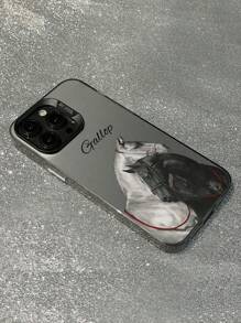 1 carcasă de telefon rezistentă la șocuri cu imprimeu de cai în două culori, compatibilă cu 11/12/13/14/15/16/16 Pro/16 Pro Max