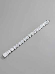 Pulseira linda com strass para festa estilo punk hip hop da moda festa rock para mulheres homens - Prata - Ver 3