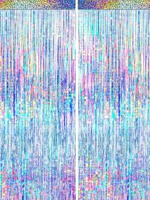 Cortinas con flecos de lámina ondulada de color azul verdoso/aguamarina, decoraciones para fiestas, fondos de fiesta, cortinas de lentejuelas y flecos para fotografía, decoración de fiestas temáticas, fiestas de cumpleaños, bodas, Navidad, graduación y aniversarios - Multicolor - Ver 5