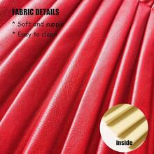 Leather Skirts For Girls Kids & Teen & Toddler & Women Faux Leather Pleated Skirts - 紅色 - 查看 3