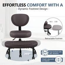 Leg Office Chair, Adult ADHD Office Chair, Height Adjustable Yoga Office Chair, Meditation Chair With Lumbar Support, Home Office Kneeling Chair - 棕色 - 查看 9