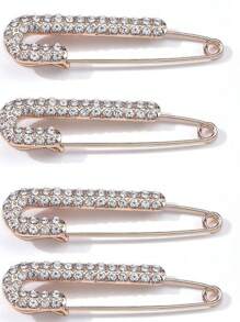 4 件/10 件，尺寸为 5.8*1.4 厘米（2.28*0.551 英寸），女士水钻胸针金银色安全别针胸针翻领别针徽章毛衣裙服装装饰帽子配饰，适合各种搭配 - 彩色 - 查看 12