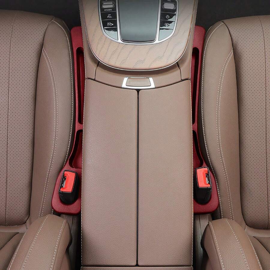 2-Pack Upgraded Car Seat Gap Storage Box With Mobile Phone Holder, Double Slot Design To Prevent Items From Falling - Essential Car Accessories, Durable Material, Stylish Appearance - Red - View 1