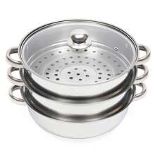 Three-Layer Stainless Steel Steamer With Glass Lid. Suitable For Gas Stoves, Etc. - Bạc - Xem 9