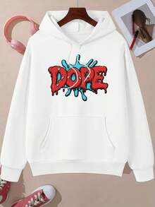 Dope Hoodie Sweatshirt ,Women's Double-Sided Printed Casual Comfortable Hoodies, Autumn And Winter Casual Versatile Jackets (1 PC) - 白色 - 查看 3
