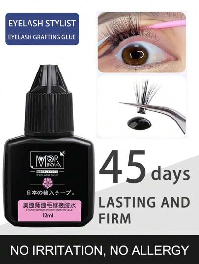 12ml Personal Eyelash Glue, Long-Lasting, Odorless, Waterproof Eyelash Extension Glue - Lasts Up To 45 Days, Odorless, Non-Irritating, Hypoallergenic Formula - Suitable For Home Use, Quick Drying Strong Eyelash Glue, Long-Lasting DIY Eyelash Glue