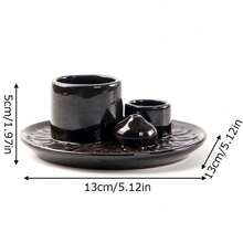 1 pieza Soporte de vela y quemador de incienso cerámico 4 en 1 - Multifuncional, decoración del hogar con soportes para Palo Santo y Salvia, incluye palitos aplicadores para aromaterapia y sahumerio