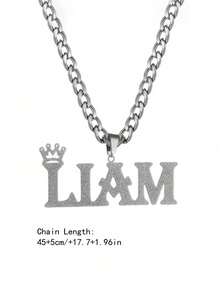 1件定制姓名：双层磨砂项链 - 不锈钢金色嘻哈3D闪亮吊坠，适合男孩、父亲、情侣（父亲节、毕业典礼、母亲节），派对配饰，嘻哈风格，做工精致，情侣首饰，时尚配饰，耐用首饰，时尚首饰，毕业礼物 - 磨砂項鍊 - 查看 9