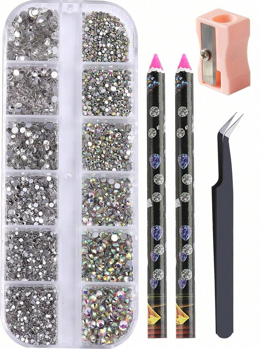 Conjunto de strass de cristal superbrilhante, tecido, arte de unhas e decoração de fantasias - joias de resina de alta reflexão, perfeito para designers de moda, cosplayers e estilistas de noivas, ótimo para presentes de Natal e Halloween, suprimentos para unhas à prova d'água e hipoalergênicos, pingentes para unhas - Multicolorido - Ver 1
