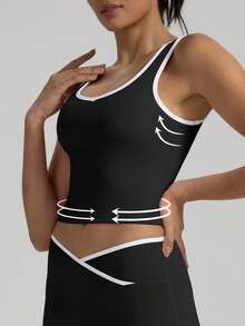 A Set Of Contrasting Sexy Tight Fitness Clothing Set V-Neck Sports Vest Quick-Drying High-Waisted Cross-Hip Lifting Yoga Flared Pants For Women Sports Yoga Pants, Lifting The Buttocks And Tucking The Abdomen To Slim Down, Convenient For Movement, Suitable For Holiday Travel - màu đen - Xem 2