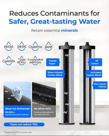 [Silver Ion] Waterdrop Dual-Stage Countertop Water Filter System, Reduces Chlorine, Bad Taste & Odor, Silver Ion Enhanced Filtration, Stainless Steel, WD-CTF-09 (2 Filters) - Dual-Stage - 查看 10