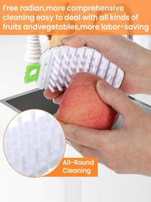 1pc Multi Functional Fruit And Vegetable Cleaning Brush,Potato Scrubber Brush,Carrot Brush,Tomato Brush, Apple Brush,Flexible Handle For Potato,Radish,Apple Cleaning, Household Kitchen Tools - Multicolor - View 7