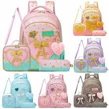 3PCS Girls School Backpack Set With Lunch Tote And Pencil Case Lightweight Elementary Bookbag For Kids Back To School Bag Gift - Multicolor - View 1