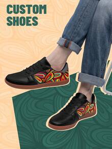 Men's Custom Photo PU Upper Low-Top Sneakers, Lightweight & Stylish Comfortable, Unisex All-Season Casual Wear, Customize Gift For Mom/Dad/Her/Him/Girlfriend/Boyfriend/Wife/Husband/Friend - Multicolor - View 4