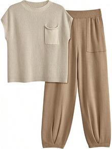 2 Piece Knit Sets Women Sweatsuit Sets - Nutmeg - View 6
