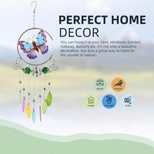 Colorful Butterfly Wind Chimes Garden Glass Wind Chimes For Home Party Festival Decor Garden Decoration Indoor Outdoor Lifelike Butterfly Deep Tone Style