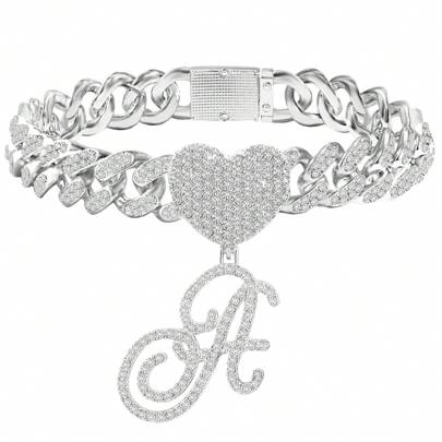 1 pièce Cheville pour femme, chaîne cubaine à initiale cursive en argent, chaîne cubaine de Miami de 13 mm épaisse pour cheville avec initiale, accessoire d'été et d'Halloween