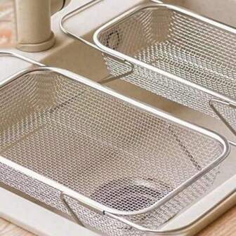 1pc Stainless Steel Sink Drain Basket, Expandable Kitchen Sink Dish Drying Rack, Multifunctional Cutlery & Bowl Drainer