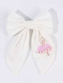 1pc Custom Name Ballet Girls Embroidered Hair Bow For Girls Elegant Pearls Bow Alligator Clip Cute Sweet Personalized Hair Clip White Customized Barrettes Princess Custom Text Hairpin Kids Hair Accessory