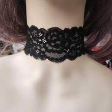​1Pcs Minimalist Lace Choker Necklace Bone Chain Neck Chain Elegant Versatile Style Elegant Women's Accessory ​ ​ - Ba đen - Xem 11