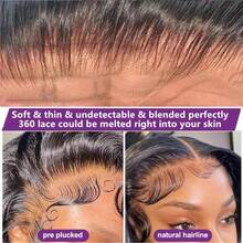 bling hair 360 Lace Front Wigs Human Hair 200% Density Hidden Straps Body Wave  Lace Front Wigs With Drawstring 360 Full Lace Wigs Brazilian Virgin Human Hair Wig For Women Natural Black 26Inch - Natural Black - 查看 3