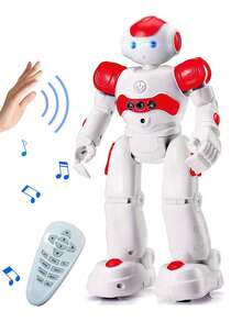 1pc Remote Control Robot Toy For Kids 3-6 Years Old, Rechargeable RC Robot Toy With Gesture Sensing And Programmable, Supports Walking, Dancing, Singing, Suitable As Christmas And Birthday Gift For 7-9 Years Old And Above Children