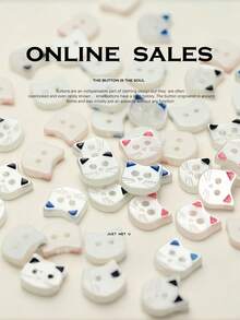 10/20 piezas (12MM) Botones lindos con orejas rosas, botones de dibujos animados de gatos pequeños para cárdigans, accesorios hechos a mano, botones decorativos. - Multicolor - Ver 3