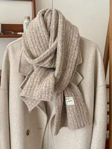 1 chiếc khăn quàng cổ len pha trộn màu trơn ấm áp trang trí đa năng phong cách sinh viên cho nữ, thích hợp cho mùa xuân, mùa thu, mùa đông, ngoài trời, trượt tuyết cho trang phục - Nhiều màu - Xem 5
