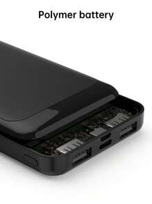 1pc 10000mAh Power Bank With 2 USB Ports, Compact Black Portable Charger With Indicator Lights, Not Fast Charging, Suitable For Graduation Gifts, Singles Party Favors, Bridesmaid Gifts, Father's Day Gifts, Bridal Shower Favors, Wedding Guest Gifts, Birthday Party Decor And Wedding Supplies - Black - View 9