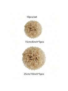 10 pièces/20 pièces/Set Pompons en papier de soie, boules de fleurs en papier suspendues pour mariage, fiançailles, anniversaire, baby shower, enterrement de vie de jeune fille, décoration de fête