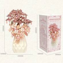 Conjunto de buquê de flores preservadas em garrafa decorativa, enfeite de árvore de sakura feito à mão, adequado para presentes de Dia dos Namorados, Ação de Graças, Halloween, Natal e aniversário