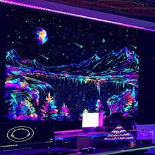 Local Shipping 2025 New   Black And White Tapestry Starry Night Mountain Tapestries For Bedroom Aesthetic Moon And Stars Tapastry's Wall Hanging Dark Nature Forest Wall Tapestry For Living Room Dorm (48'' * 36'') - 黑暗的 - 查看 9