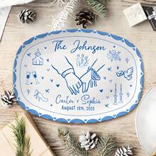 Regalo de aniversario de boda, plato de bandeja de boda, regalo de boda para la novia y el novio, regalo para recién casados, regalo de compromiso, regalo de despedida de soltera con nombre - Multicolor - Ver 5