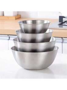 Tazón de acero inoxidable extra grueso con marcas de medición, tazón para ensalada de frutas y mezcla de masa, tazón de cocina multiusos, tazón para hornear, tazón para mezclar