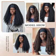 New Afro Curly Headband Wig Synthetic Braided Hair Texture With Unique Bouncy Curls In The End 22 Inch Soft Curly Headband Wigs For Women - Multicolor - View 8