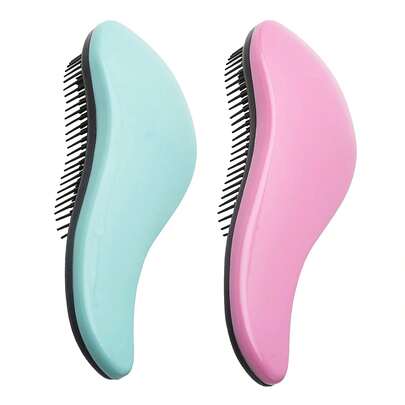 2pcs Adult Hair Brush Set - Green & Pink Hair Brushes Suitable For Wet Hair/Curly Hair/Thick Hair, Gentle Hair And Scalp Massage