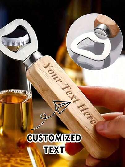Abridor de botellas de cerveza personalizado, abridor de botellas de acero inoxidable con mango de madera creativo y vertical, adecuado para bares, restaurantes, hoteles, regalos promocionales, aplicable para festivales de cerveza, vacaciones y eventos, abridor de botellas de refresco