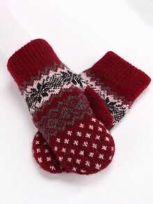 Unisex Knitted Fingerless Gloves - Cycling - Skiing, Windproof, Made Of Polyester Fiber - Thickened For Home And Office, Machine Washable - Multicolor - View 10