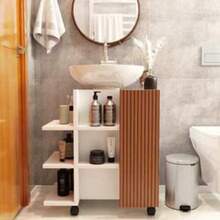 Classic Bathroom Cabinet For Pedestal Sink - White - View 3