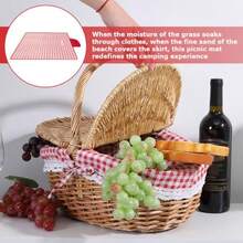 Picnic Basket Woven Wicker Baskets Hand Knit Storage Container Portable Camping Organization Handheld Rattan Decorative Hamper Weaving Hamper With A Picnic Mat
