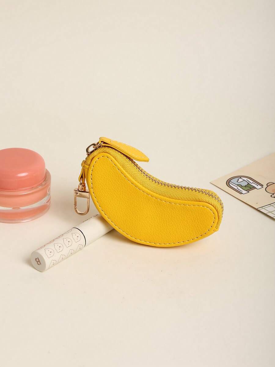 Monedero con llavero con dije de fresa, bolsa de dinero compatible con Airtag para mujer, mini cartera, monedero, monedero de monedas, cartera, llavero de cartera, otoño - Amarillo - Ver 1
