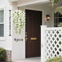 1/4 Paquetes de 30 pulgadas de flores artificiales blancas de lirio de la mañana con hojas de eucalipto, plantas artificiales, adecuadas para decoración interior y exterior, perfectas para bodas y compromisos, jardín, porche, granja, patio, decoración exterior, decoración colgante, decoración de otoño, decoración de Halloween, decoración navideña, decoraciones de Año Nuevo