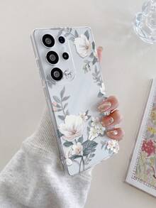 1pc High-Fashion Floral Pattern Transparent Soft TPU Phone Case, Anti-Scratch Anti-Fingerprint Protective Cover With Camera Lens Protection, Compatible With Samsung, Nothing, Compatible With Pixel, Compatible With INFINIX, Compatible With Redmi,International Version, Not The Domestic Version - Multicolor - View 5