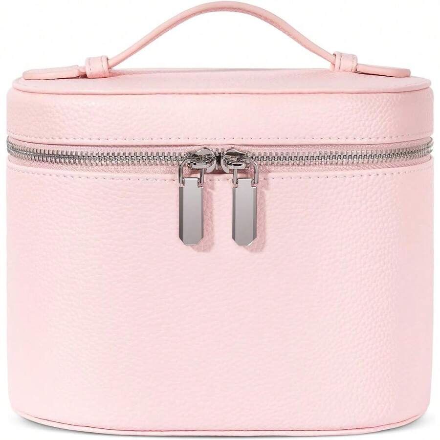 Portable Christmas Gifts Cosmetic Bag - Travel Toiletry Organizer With Compartments & Handle For Women - 粉色 - 查看 1