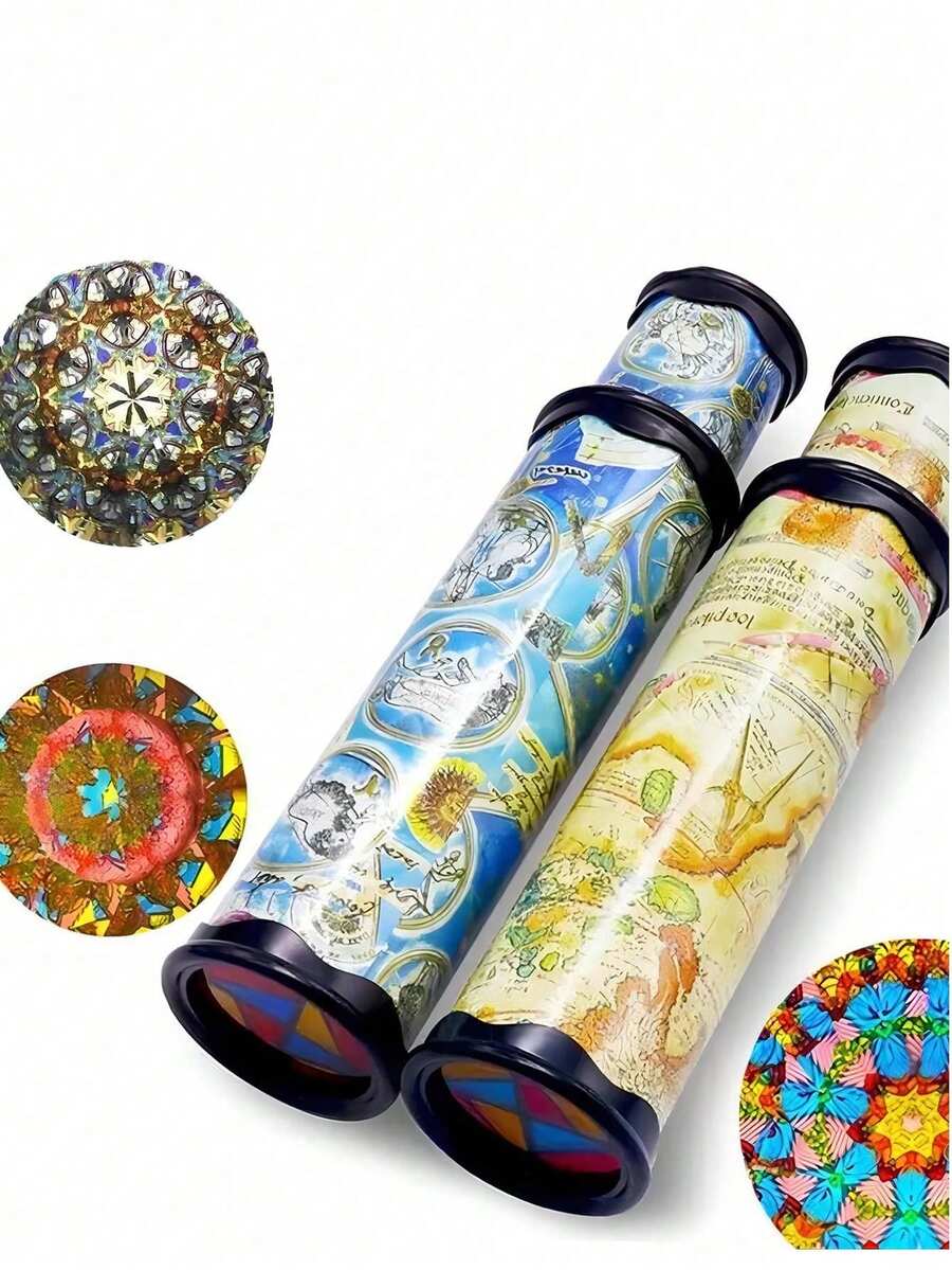 可旋转和可伸缩万花筒，神奇变形多棱镜万花筒玩具礼物