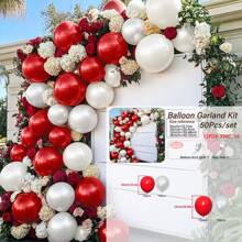 WellParti Red, Pearl White Valentine's Day Balloon Arch Kit, Wedding Decoration, Valentine's Day Decoration, Wedding Decoration, Proposal, Engagement Decoration, Anniversary Decoration, Bridal Gift Party, New Year, Festival Decoration Supplies,Valentine Day Balloon Arch,Red And Gold Balloons,Red And White Party Decor