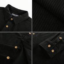Men's Corduroy Shirts Casual Button Down Shirt Jacket Lightweight Shackethalloween - 黑色 - 查看 4