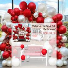 WellParti Red, Pearl White Valentine's Day Balloon Arch Kit, Wedding Decoration, Valentine's Day Decoration, Wedding Decoration, Proposal, Engagement Decoration, Anniversary Decoration, Bridal Gift Party, New Year, Festival Decoration Supplies,Valentine Day Balloon Arch,Red And Gold Balloons,Red And White Party Decor