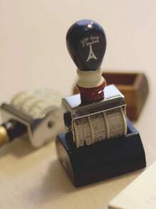 Joivida 1 件复古日期印章，适用于剪贴簿，Zakka 风格仿邮戳效果，木制印章，滚轮印章 - 彩色 - 查看 5